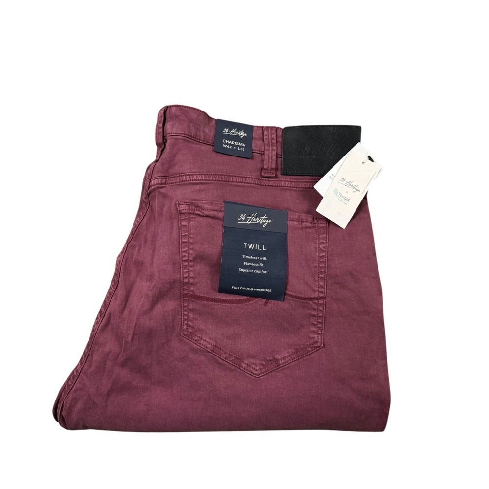 34 Heritage Charisma Comfort Rise Red Men's 5 Pocket Jean 42x32 NWT